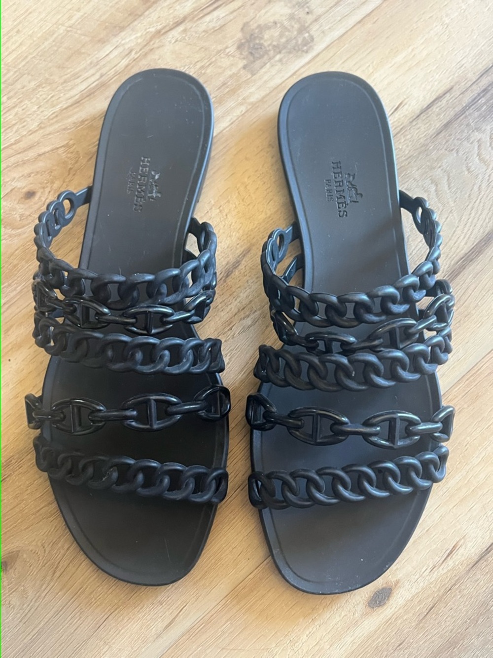 Hermes Black Chaine d’Ancre Rivage Sandals 39